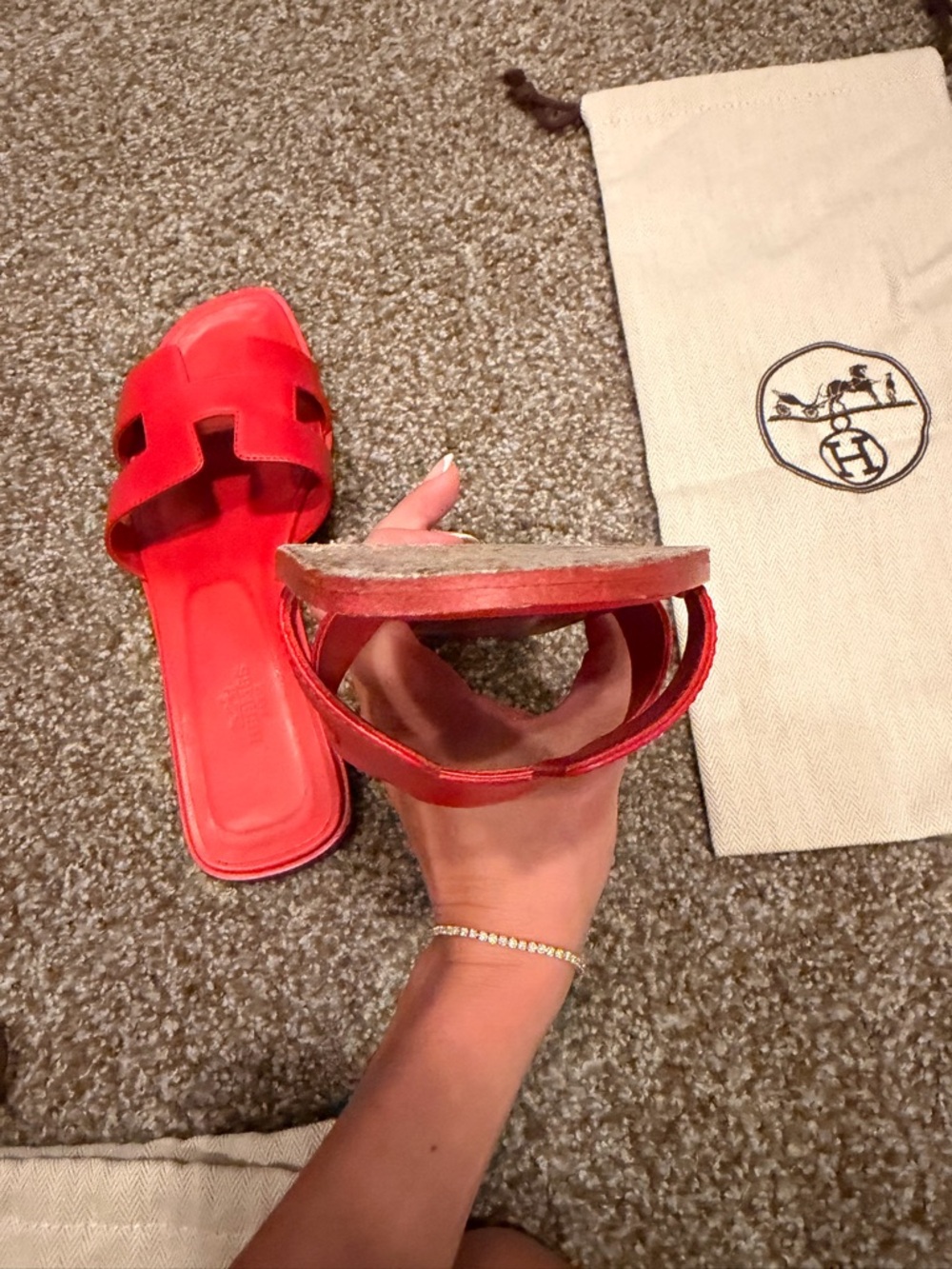 Hermes Oran RED sandals 38 - Picture 4 of 10